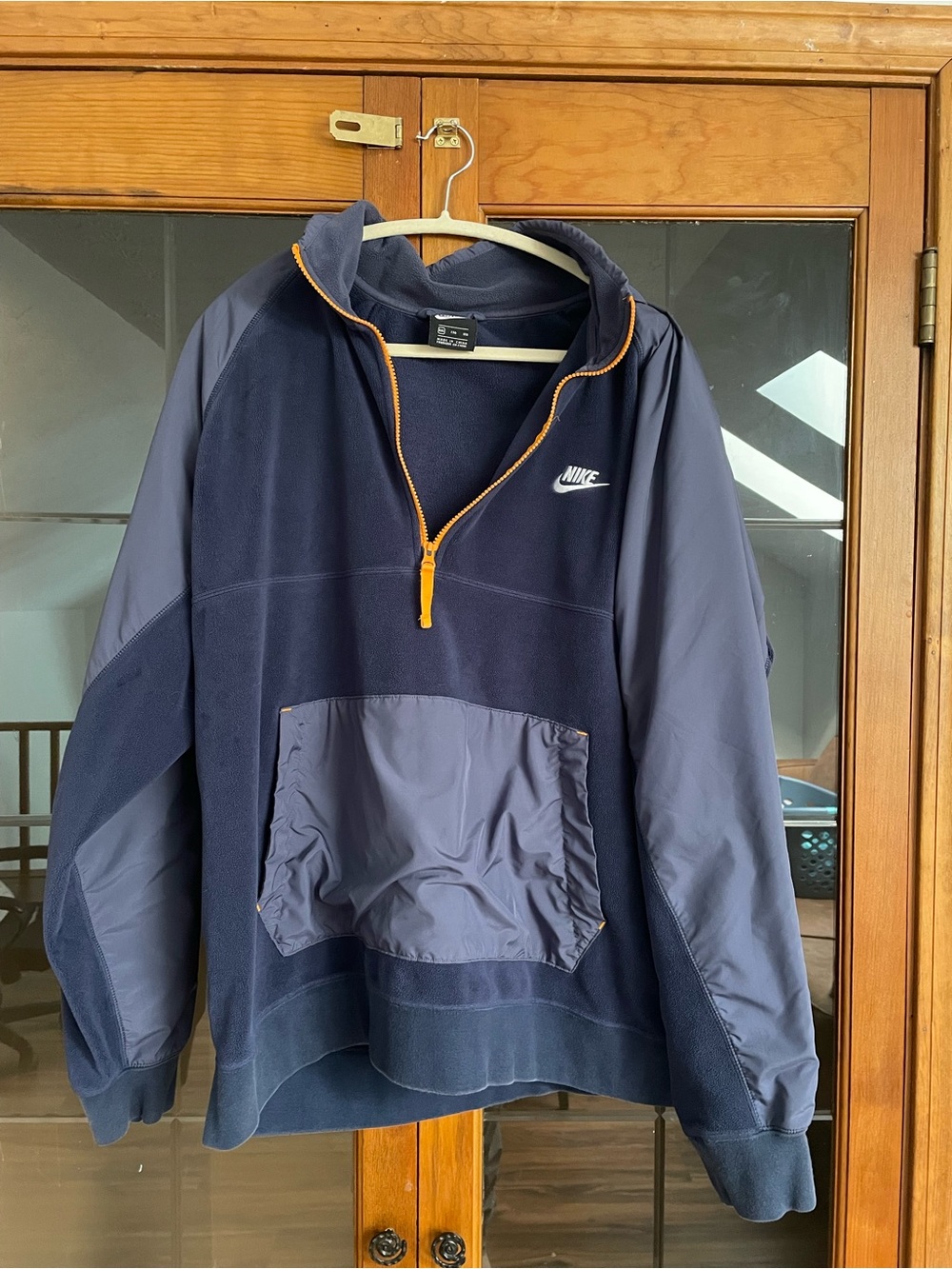 Nike Men’s Navy Windbreaker Pullover with Orange Zip